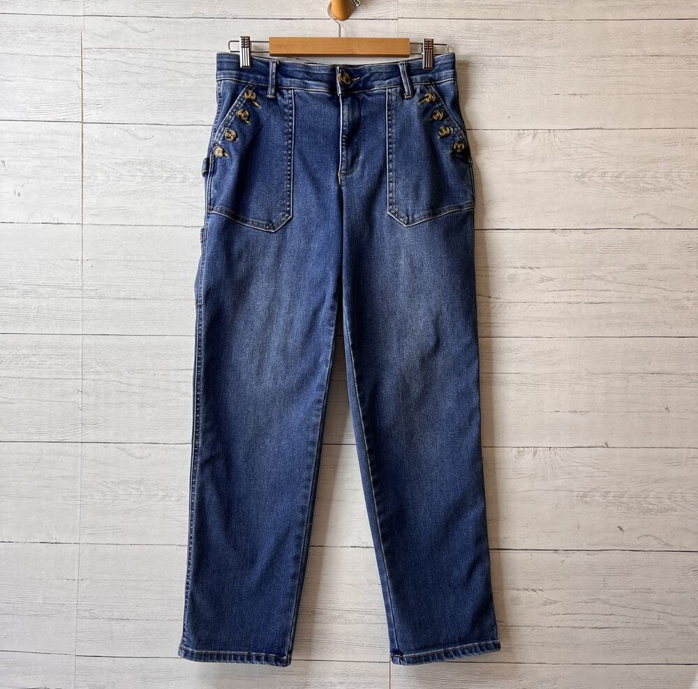 Democracy Jeans Womens Size 8 Ab Solution Cargo Patch Pockets Cotton Blend Denim